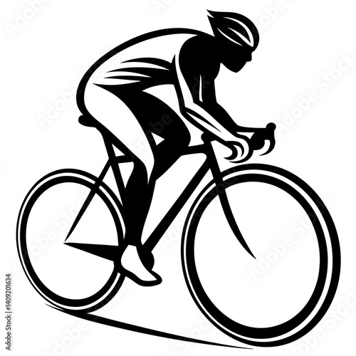 Silhouette of a bicyclist racing during a competitive event 