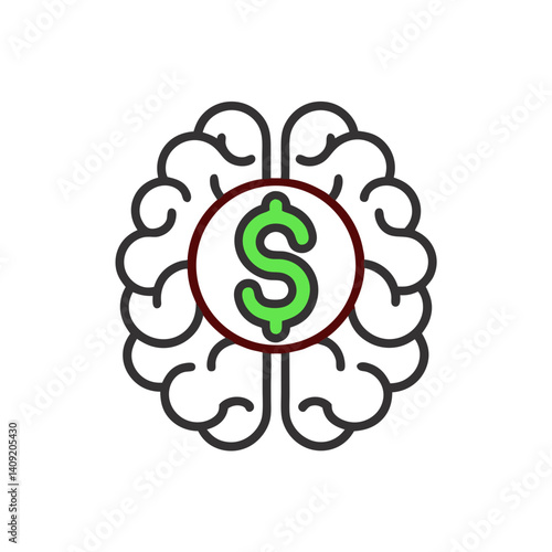 Brain with Dollar Symbol Representing Financial Intelligence  