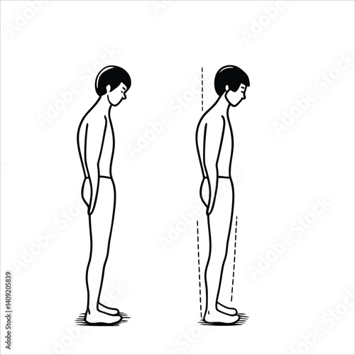 Posture correction – hunched vs. upright