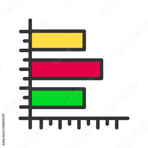 Horizontal Bar Graph icon vector image. Suitable for mobile apps, web apps and print media.