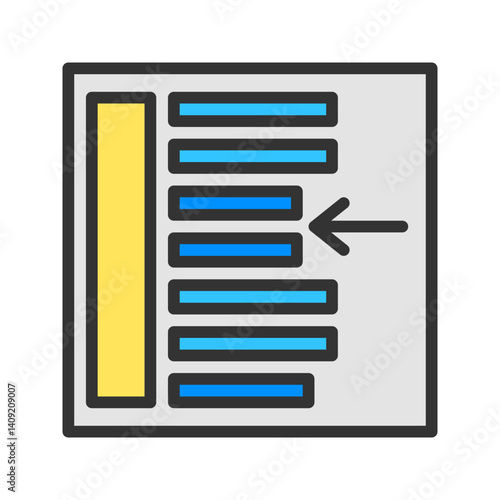 Left Align icon vector image. Suitable for mobile apps, web apps and print media.