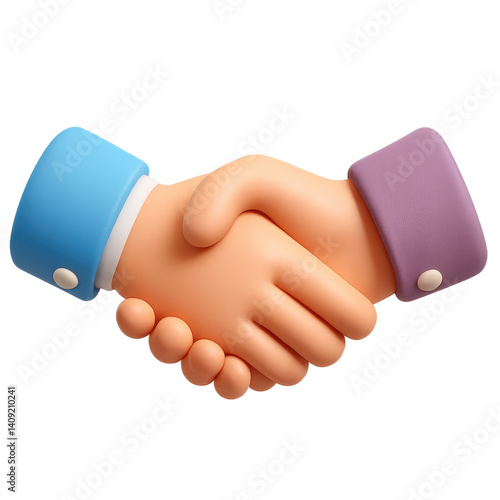 3d handshake icon for corporate collaboration, mutual trust, team support, business unity and successful partnerships