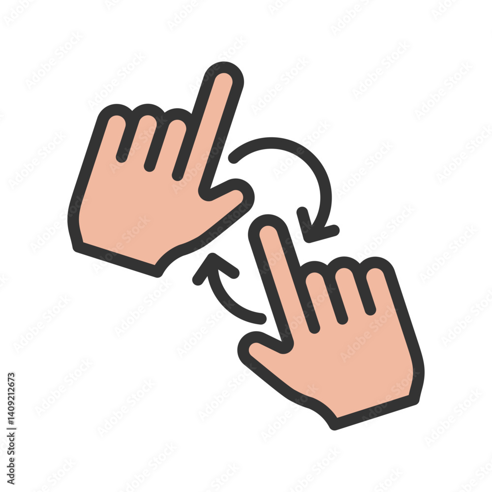Obraz premium Rotate with Two Hands icon vector image. Suitable for mobile apps, web apps and print media.