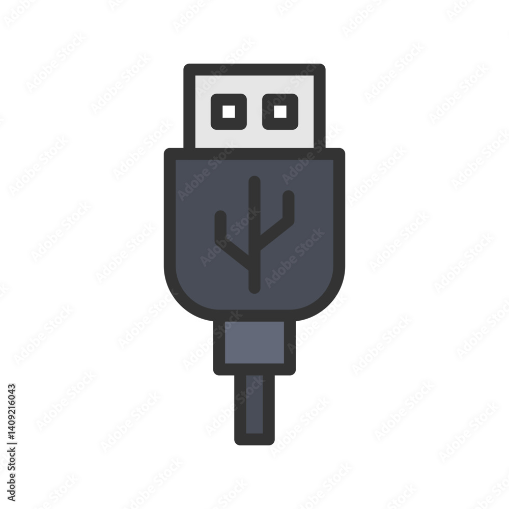 USB Cable icon vector image. Suitable for mobile apps, web apps and print media. USB Cable icon vector image. Suitable for mobile apps, web apps and print media.