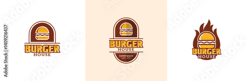 Burger house vector logo design
