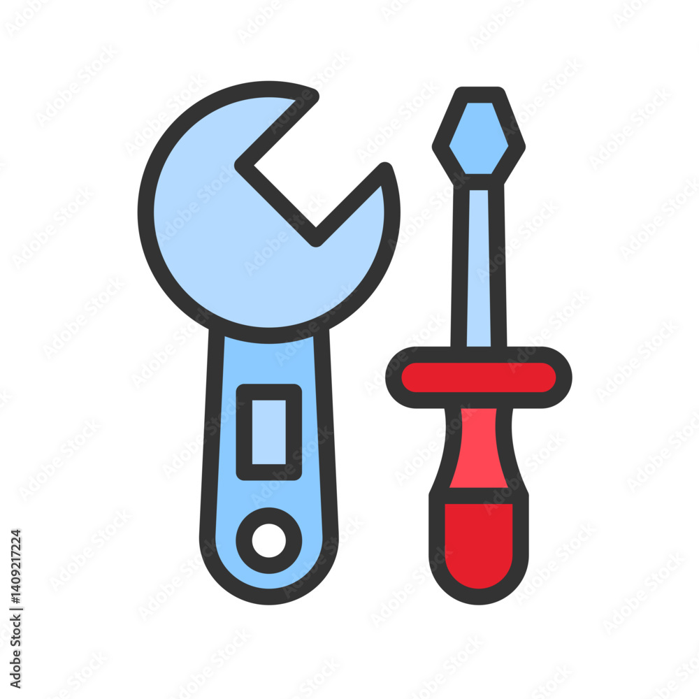 Wrench and Screw Driver icon vector image. Suitable for mobile apps, web apps and print media. Wrench and Screw Driver icon vector image. Suitable for mobile apps, web apps and print media.