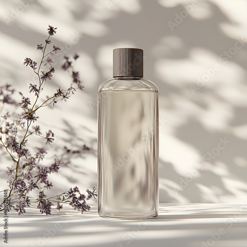 Mock up bottle of essence toner in natural light Face