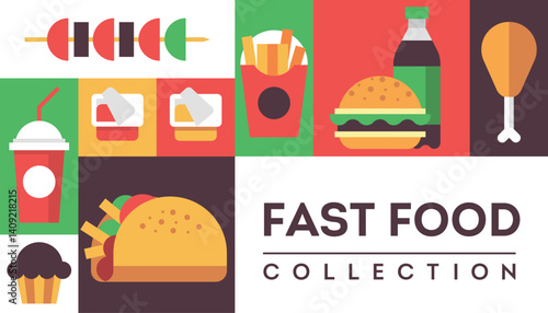 Fast food background vector menu poster flyer bright pattern seamless