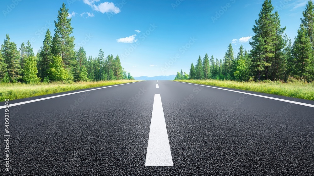 Asphalt road texture with a single white lane marking, capturing the essence of open roads and travel.