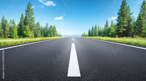 Obraz na płótnie Asphalt road texture with a single white lane marking, capturing the essence of open roads and travel. w salonie