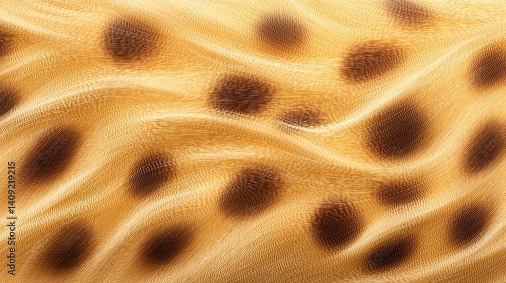 Close-up shot of detailed leopard fur texture with fine hair strands and realistic shading, capturing natures beauty.