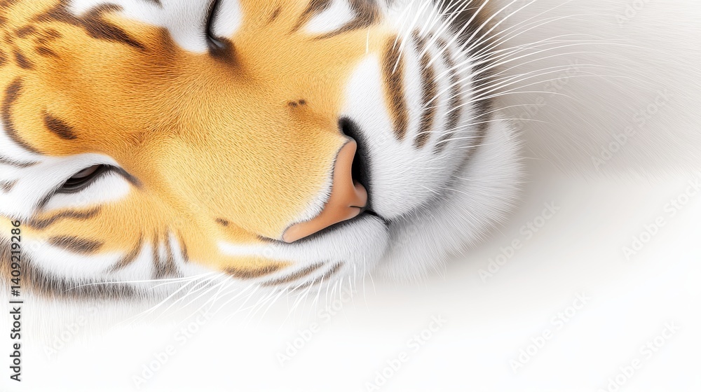 Detailed shot of tiger stripes on a wild tiger's coat, with sharp contrasts and smooth fur texture, perfect for animal and wildlife designs.