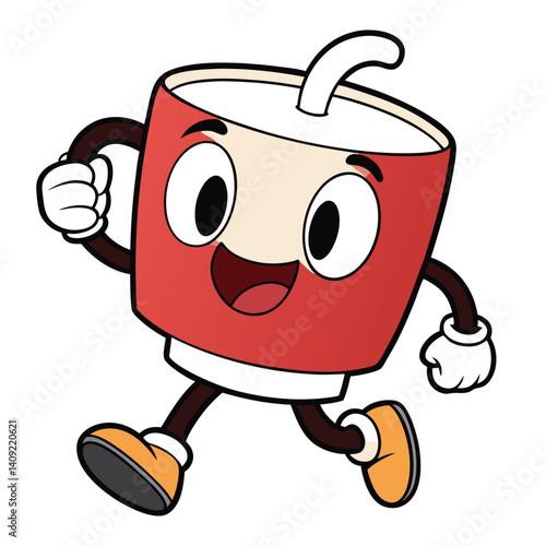 Running coffee cup character