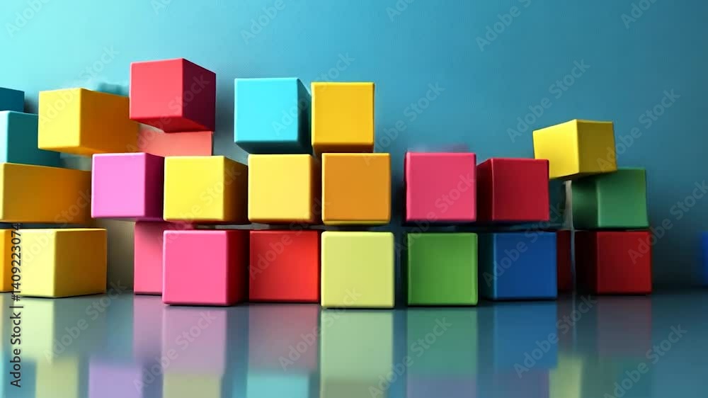 Colorful cubes arranged in a pattern Colorful cubes arranged in a pattern