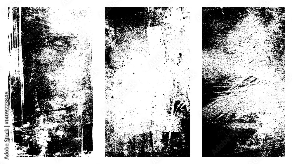 Set Of Grunges, Grunge background of black and white. Abstract illustration texture of cracks, chips, dot isolated, Texture black and white abstract grunge style. Vintage abstract texture of old surfa Set Of Grunges, Grunge background of black and white. Abstract illustration texture of cracks, chips, dot isolated, Texture black and white abstract grunge style. Vintage abstract texture of old surfa