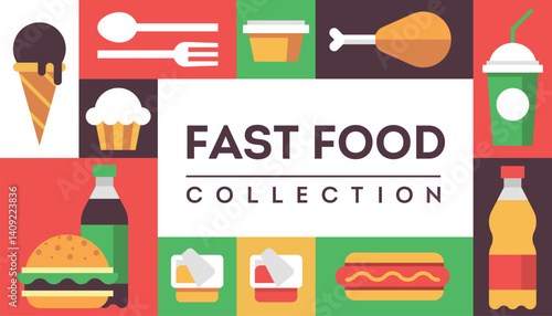 Fast food background vector menu poster flyer bright pattern seamless