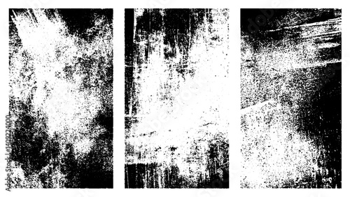 Set Of Grunges, Abstract overlay grunge old for overlay screen scratch dust textured. Subtle grain texture. Abstract black and white gritty grunge background.