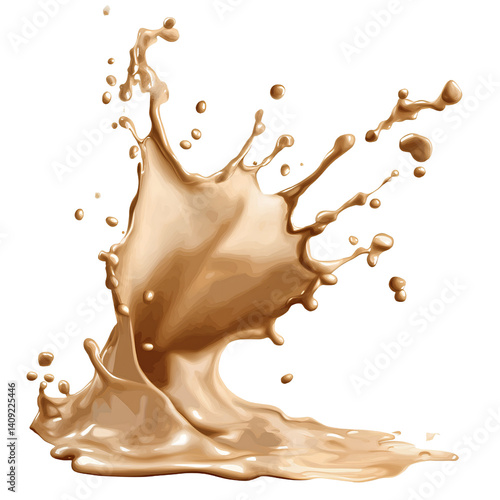 Cement and coffee, a beige liquid splash on a transparent background