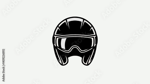 Stylish Black Glossy Helmet Illustration: Essential Safety Gear for Extreme Winter Sports and Outdoor Adventures