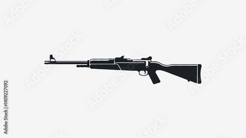 Modern Black Rifle Vector Illustration: Tactical Military Firearm and Weapon Design Silhouette for Shooting and Personal Defense