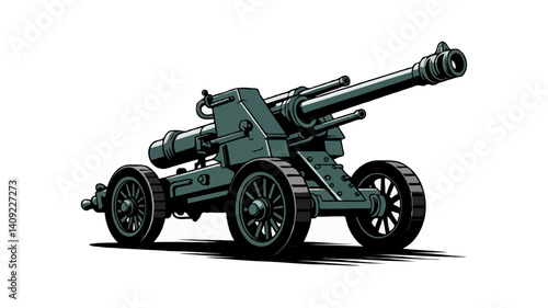 Vintage Artillery and Cannon Illustration: Military History and Warfare Technology