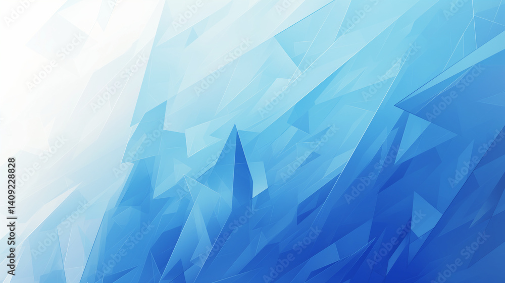 Obraz premium Abstract background with gradient from deep blue to light blue, featuring sharp geometric shapes and smooth texture that evokes sense of calm and tranquility