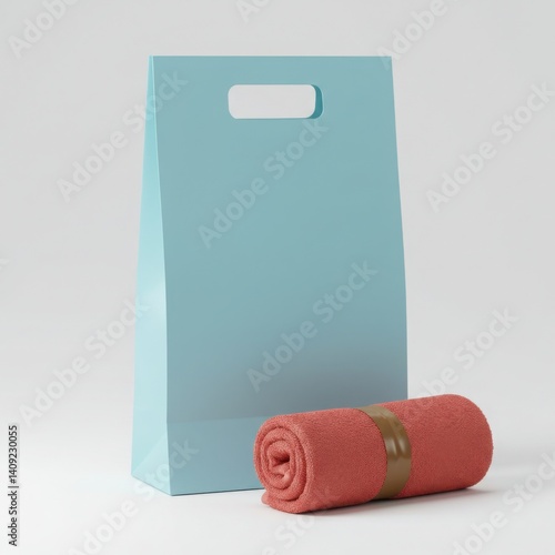 Pastel blue bag and towel bundle in minimal design