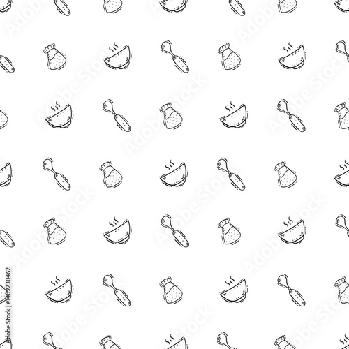 kitchen utensil pattern. kitchenware seamless pattern. doodle kitchen background