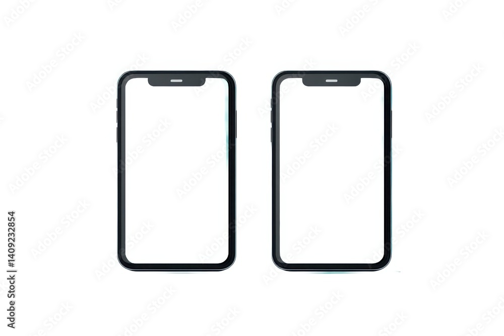 Two smartphones with blank screen on white background csvgen Two smartphones with blank screen on white background csvgen