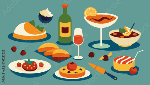 From hearty and y to delicate and refreshing the tapas options at the Santiago Wine and Tapas Evening cater to all tastes making it a truly inclusive and diverse celebration of. Vector illustration
