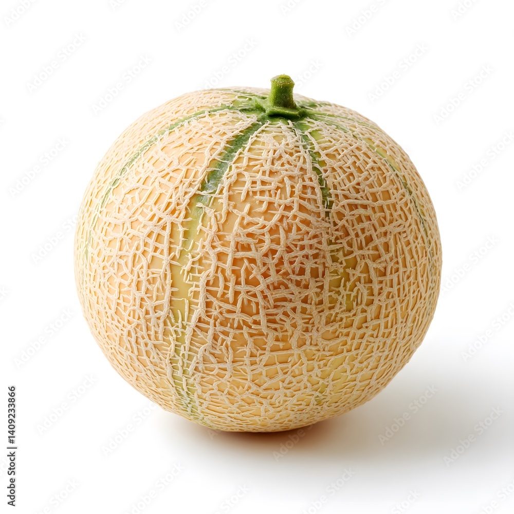 A whole cantaloupe melon, studio shot, isolated on white background A whole cantaloupe melon, studio shot, isolated on white background