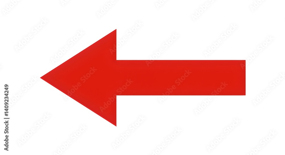 Red arrow left white background. Red arrow left white background.