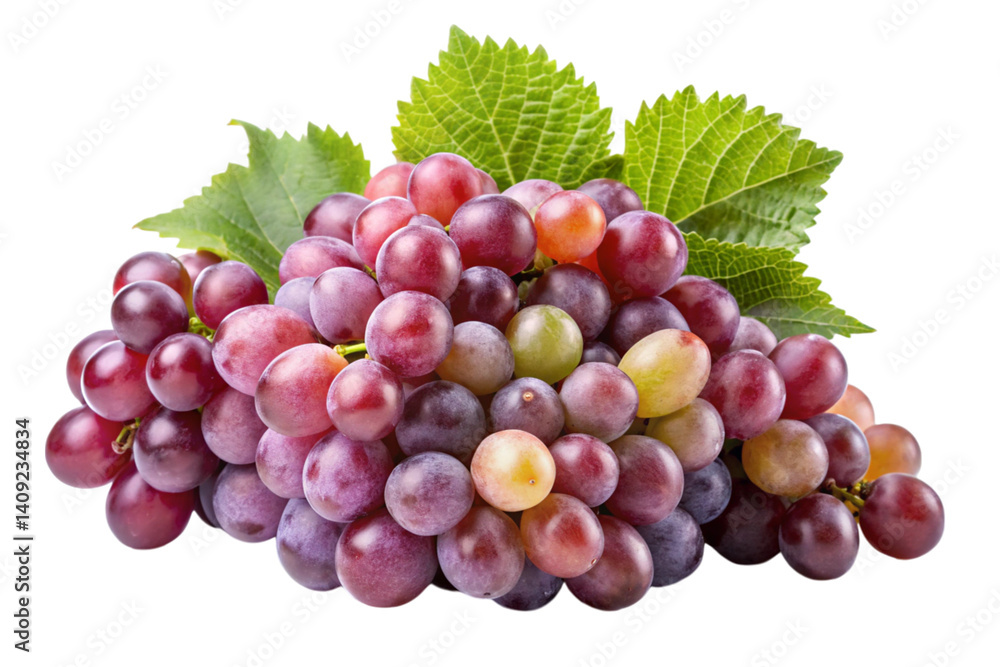 Fototapeta premium assorted grape bunches with leaves for food, nutrition, and beverage projects