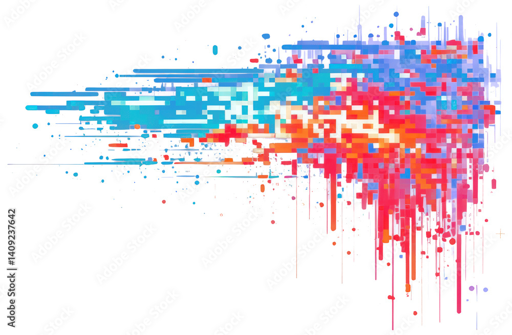 Obraz premium PNG Glitch graphic effect cutout isolated element art digital pixels.