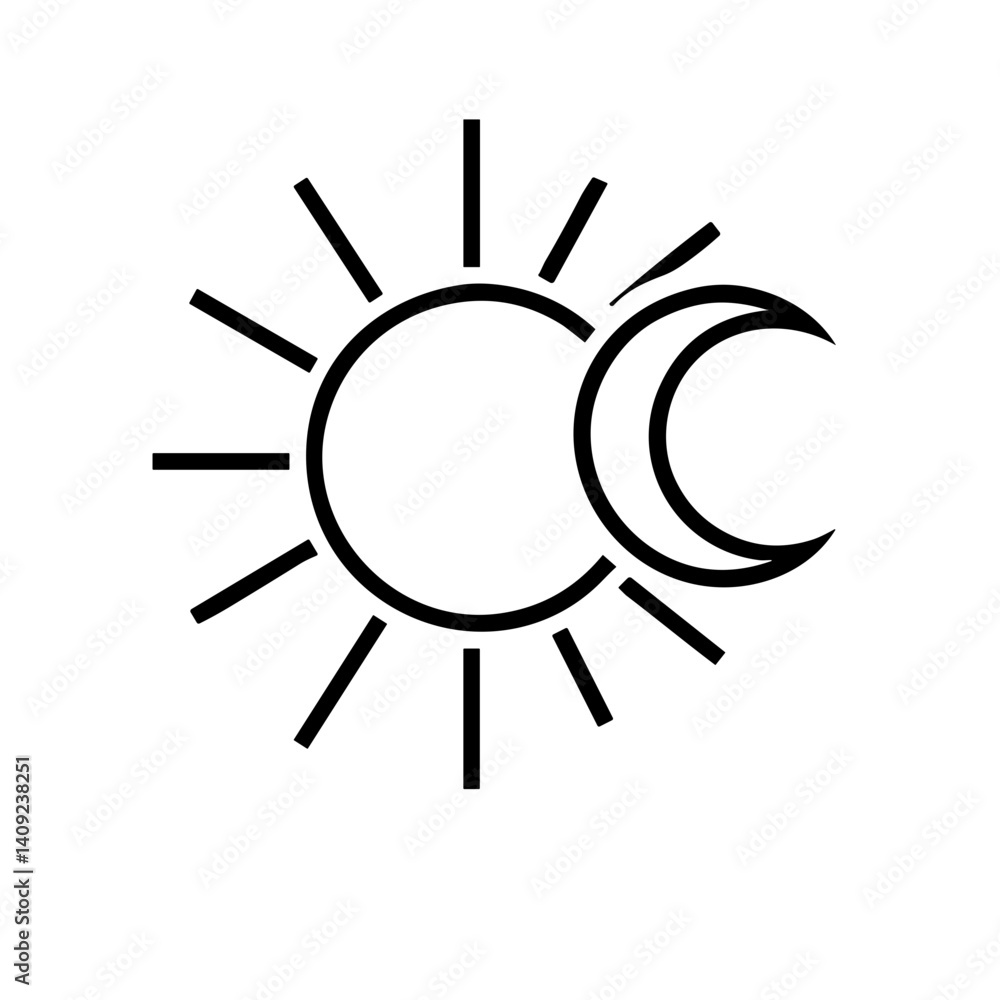 Obraz premium Day mode icon - Sun and Moon Light Mode Toggle Icon for UI Design, Mobile Applications, Website Themes, Software Interfaces, and User Experience Enhancement
