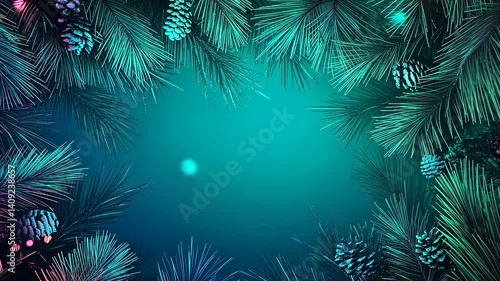 Wallpaper Mural Festive Pine Tree Background with Colorful Lights and Pine Cones Torontodigital.ca
