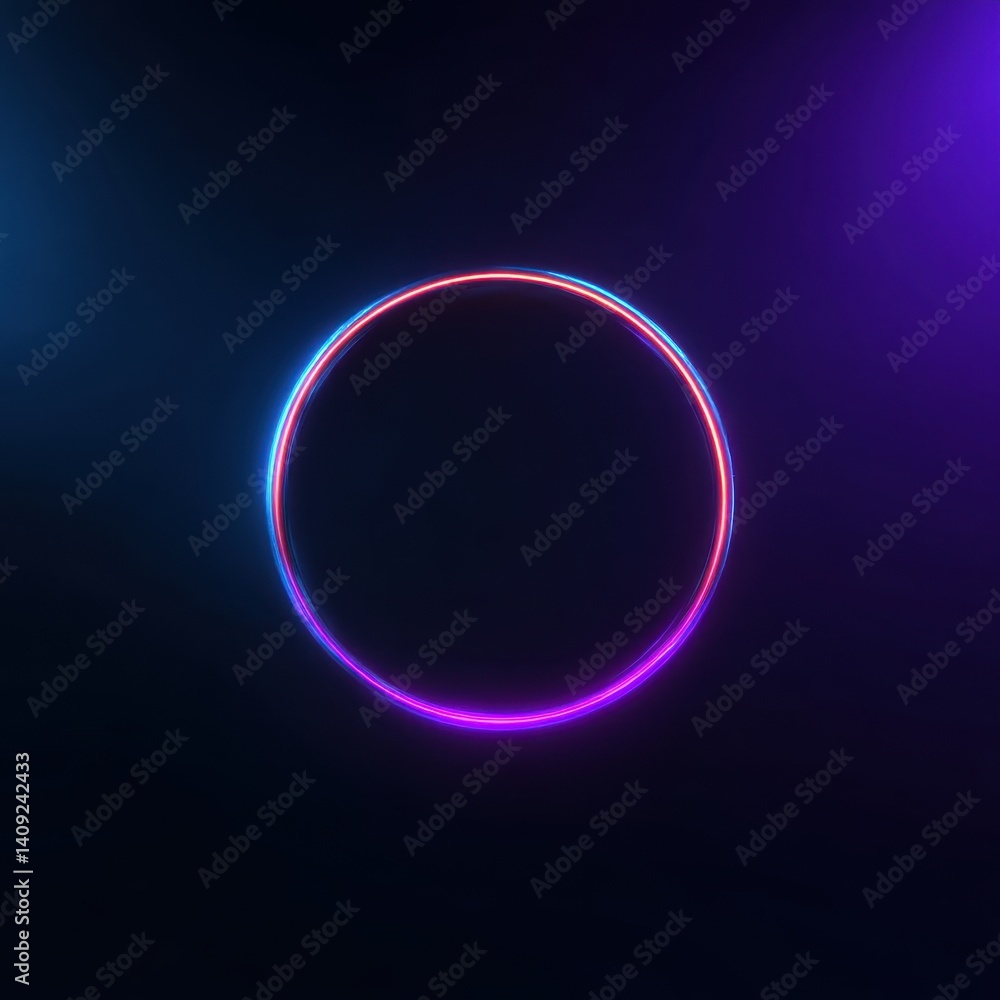 Obraz premium Luminous circle on dark gradient background with blue and purple hues creating a modern and futuristic aesthetic