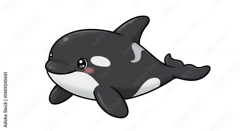 Naklejka premium Cute cartoon orca illustration