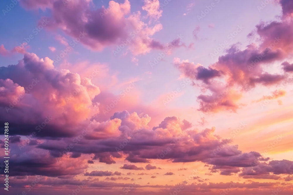 Fototapeta premium Colorful clouds during sunset in the sky. Weather and nature atmosphere concept for poster and wallpaper design