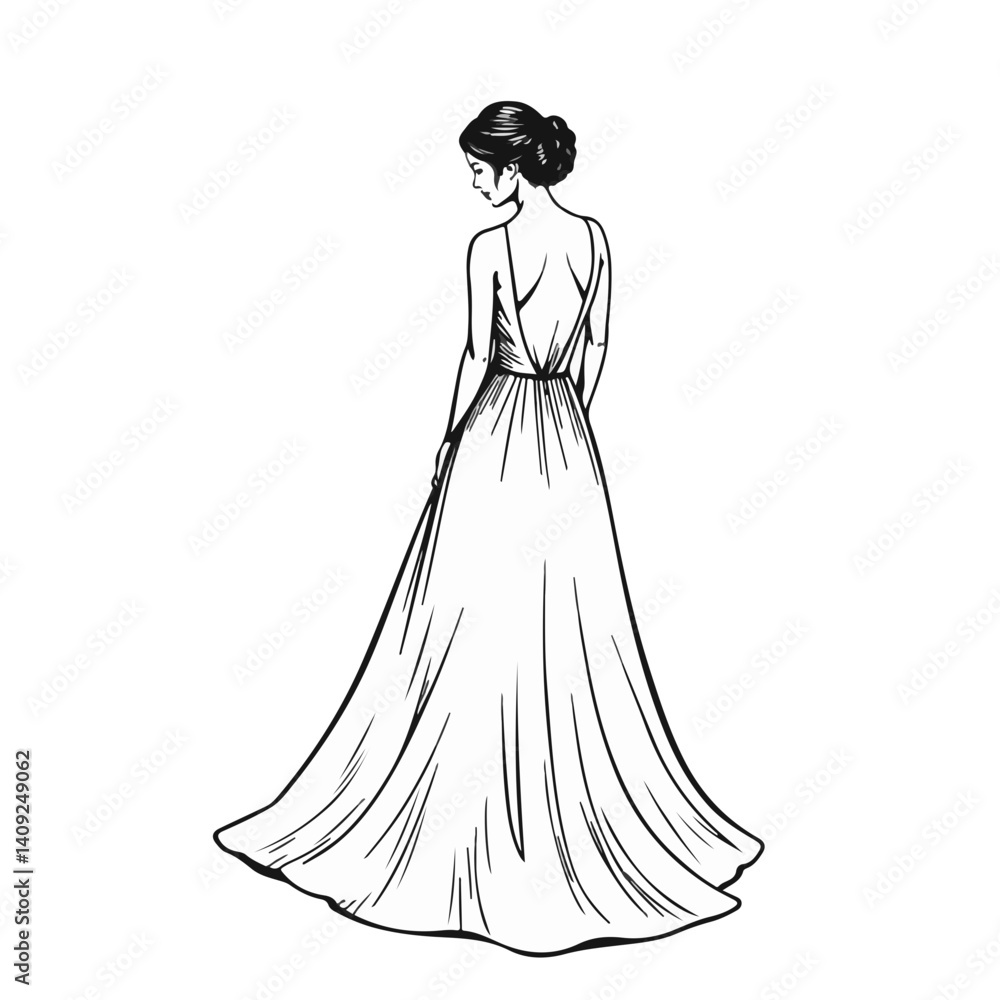Bride wearing an elegant open-back wedding dress Bride wearing an elegant open-back wedding dress