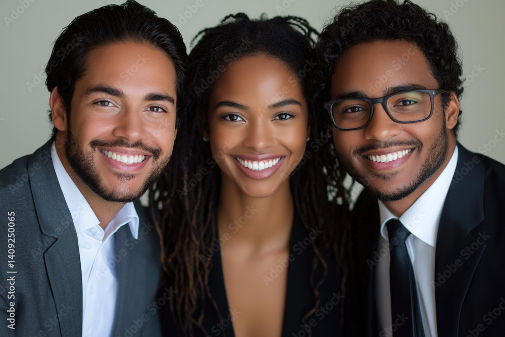 A cheerful portrayal of happy business people, set against a white background. A cheerful portrayal of happy business people, set against a white background.