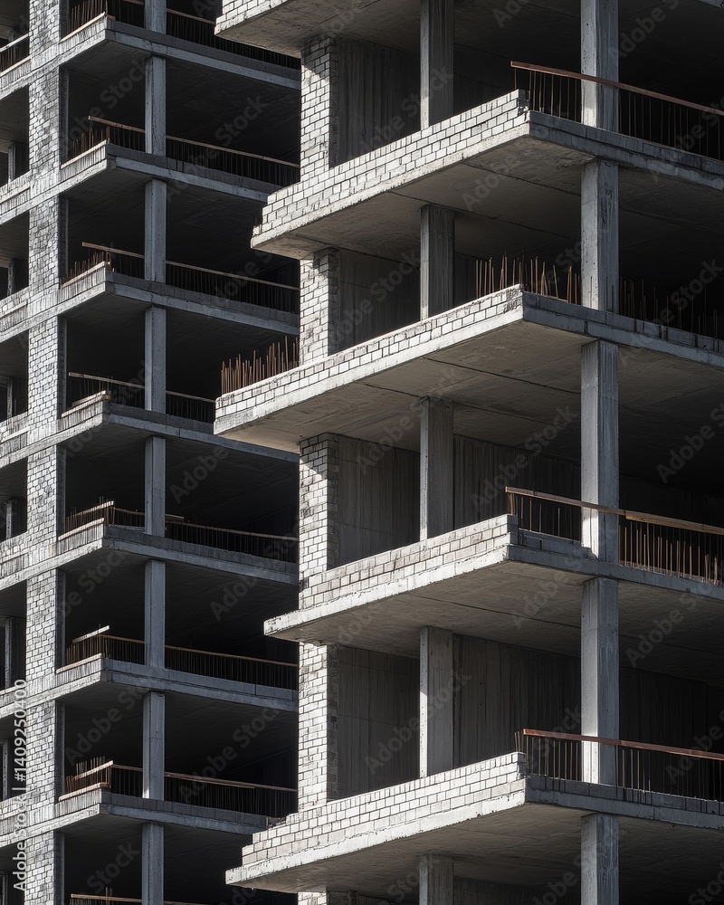Fototapeta premium Mason laying bricks with precision at a construction site. Featuring skill and technique