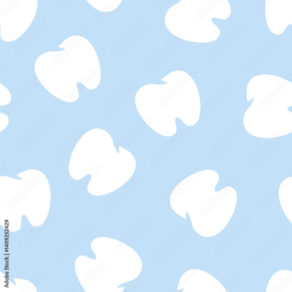 Simple seamless pattern with teeth on blue background. Pattern for uniforms, clothing, textiles, covers, wallpapers, wrapping paper, backgrounds, surfaces. Simple teeth isolated on the background. Simple seamless pattern with teeth on blue background. Pattern for uniforms, clothing, textiles, covers, wallpapers, wrapping paper, backgrounds, surfaces. Simple teeth isolated on the background.