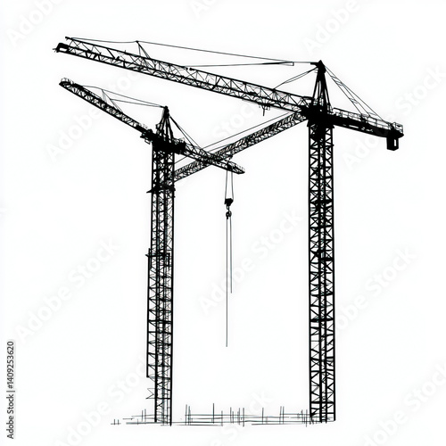 construction cranes silhoue...