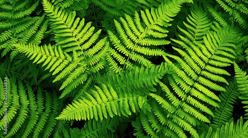 Lush green ferns creating a vibrant tapestry in a shaded woodland setting during midday Lush green ferns creating a vibrant tapestry in a shaded woodland setting during midday