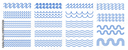 Thin line waves vector collection