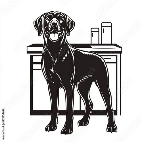 Obraz na płótnie lab silhouette , black and white illustration isolated on white background w salonie