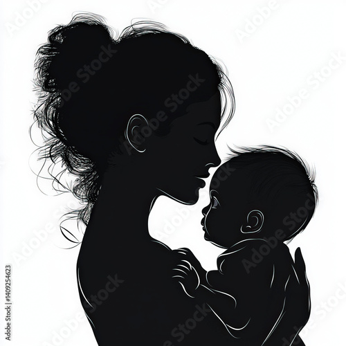 mom with a baby silhouette ...