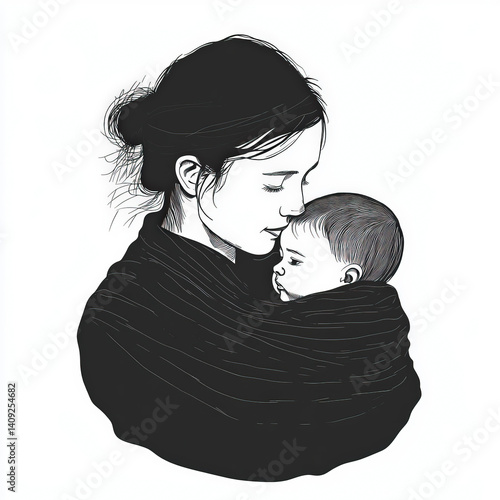 mother and baby silhouette ...