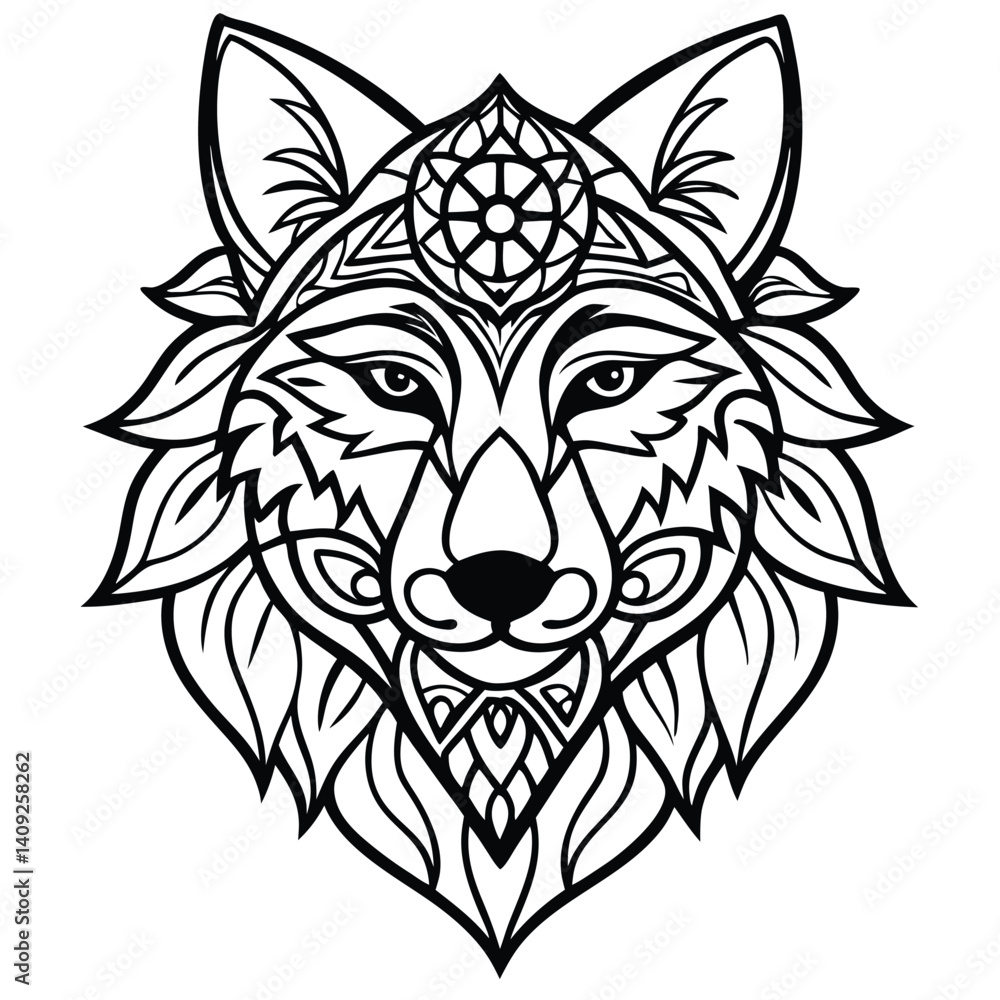 This wild animal art features a vector illustration of a wolf and lion head, suitable for a tribal tattoo or mascot icon, showcasing their powerful predator faces This wild animal art features a vector illustration of a wolf and lion head, suitable for a tribal tattoo or mascot icon, showcasing their powerful predator faces